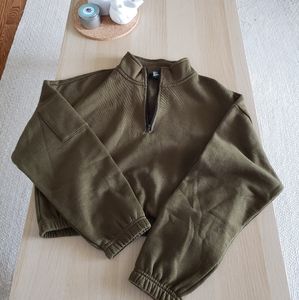 Army Green Cropped Sweatshirt